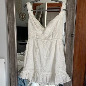 Charity criss-cross back floral embroidered dress white